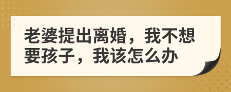老婆提出離婚，我不想要孩子，我該怎么辦