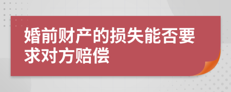 婚前財(cái)產(chǎn)的損失能否要求對(duì)方賠償