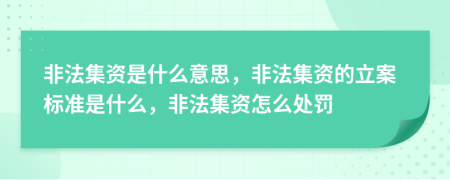 非法集資是什么意思，非法集資的立案標準是什么，非法集資怎么處罰
