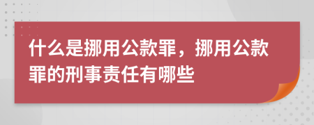 什么是挪用公款罪，挪用公款罪的刑事責(zé)任有哪些