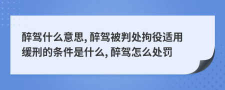 醉駕什么意思, 醉駕被判處拘役適用緩刑的條件是什么, 醉駕怎么處罰
