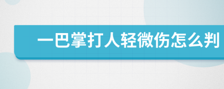 一巴掌打人輕微傷怎么判
