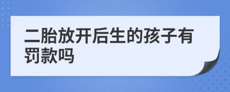 二胎放開后生的孩子有罰款嗎