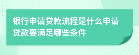 銀行申請貸款流程是什么申請貸款要滿(mǎn)足哪些條件