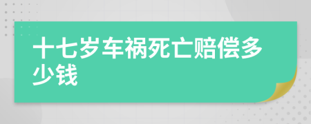 十七歲車禍死亡賠償多少錢