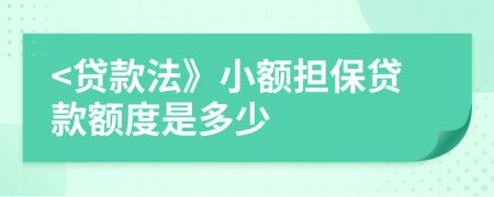 <貸款法》小額擔(dān)保貸款額度是多少