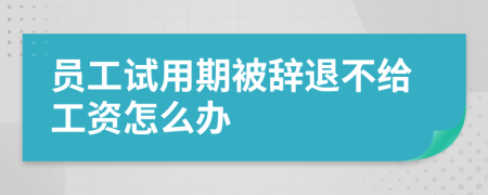 員工試用期被辭退不給工資怎么辦
