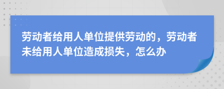 勞動(dòng)者給用人單位提供勞動(dòng)的，勞動(dòng)者未給用人單位造成損失，怎么辦
