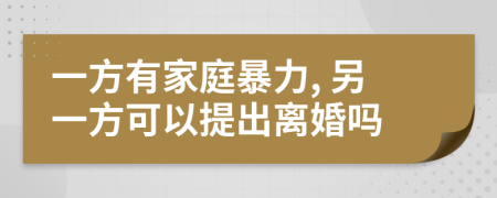 一方有家庭暴力, 另一方可以提出離婚嗎