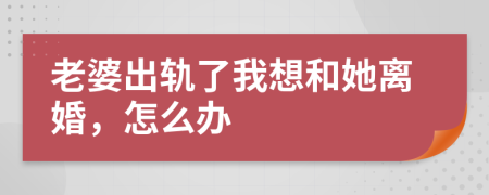 老婆出軌了我想和她離婚，怎么辦