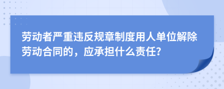 勞動者嚴重違反規(guī)章制度用人單位解除勞動合同的，應承擔什么責任？