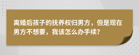 離婚后孩子的撫養(yǎng)權(quán)歸男方，但是現(xiàn)在男方不想要，我該怎么辦手續(xù)？