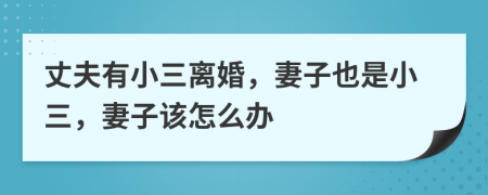 丈夫有小三離婚，妻子也是小三，妻子該怎么辦