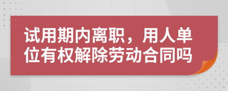 試用期內(nèi)離職，用人單位有權(quán)解除勞動(dòng)合同嗎