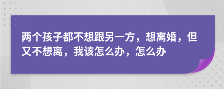 兩個孩子都不想跟另一方，想離婚，但又不想離，我該怎么辦，怎么辦