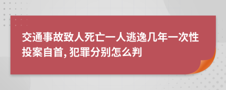 交通事故致人死亡一人逃逸幾年一次性投案自首, 犯罪分別怎么判