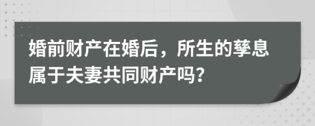婚前財產在婚后，所生的孳息屬于夫妻共同財產嗎？
