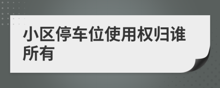 小區(qū)停車位使用權(quán)歸誰所有