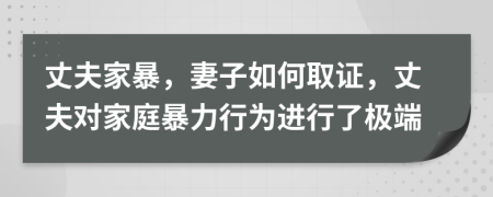 丈夫家暴，妻子如何取證，丈夫?qū)彝ケ┝π袨檫M行了極端