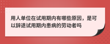用人單位在試用期內(nèi)有哪些原因，是可以辭退試用期內(nèi)患病的勞動(dòng)者嗎