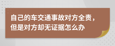自己的車交通事故對方全責(zé)，但是對方卻無證據(jù)怎么辦