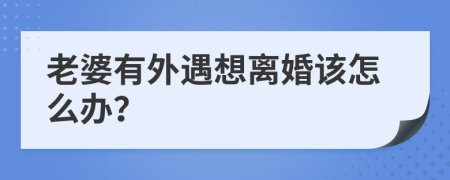 老婆有外遇想離婚該怎么辦？