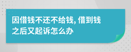 因借錢(qián)不還不給錢(qián), 借到錢(qián)之后又起訴怎么辦