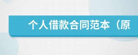 個人借款合同范本（原