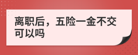 離職后，五險(xiǎn)一金不交可以嗎