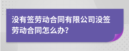 沒(méi)有簽勞動(dòng)合同有限公司沒(méi)簽勞動(dòng)合同怎么辦？