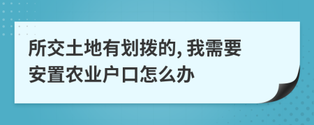 所交土地有劃撥的, 我需要安置農(nóng)業(yè)戶口怎么辦