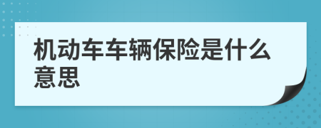 機(jī)動(dòng)車車輛保險(xiǎn)是什么意思