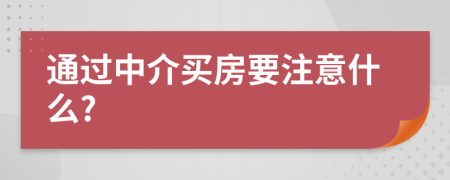 通過(guò)中介買房要注意什么?