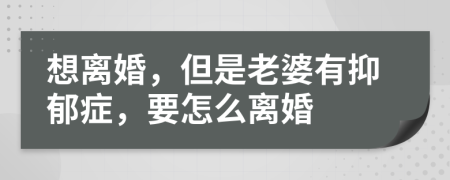 想離婚，但是老婆有抑郁癥，要怎么離婚