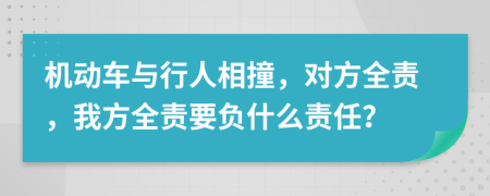 機(jī)動(dòng)車與行人相撞，對(duì)方全責(zé)，我方全責(zé)要負(fù)什么責(zé)任？