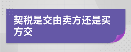 契稅是交由賣方還是買方交