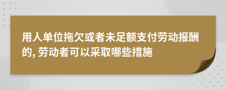 用人單位拖欠或者未足額支付勞動(dòng)報(bào)酬的, 勞動(dòng)者可以采取哪些措施