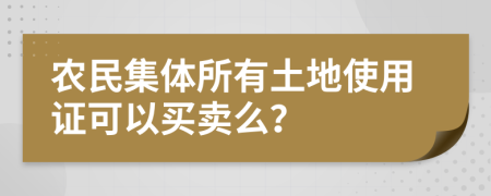 農(nóng)民集體所有土地使用證可以買(mǎi)賣(mài)么？