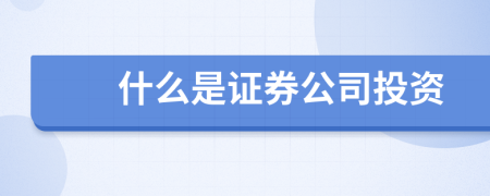 什么是證券公司投資