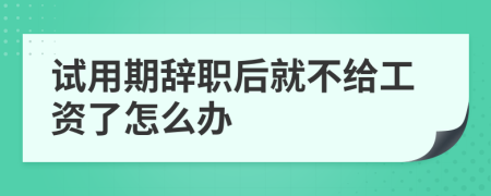 試用期辭職后就不給工資了怎么辦