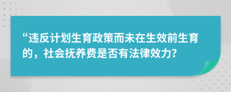 “違反計劃生育政策而未在生效前生育的，社會撫養(yǎng)費是否有法律效力？