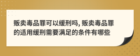 販賣毒品罪可以緩刑嗎, 販賣毒品罪的適用緩刑需要滿足的條件有哪些