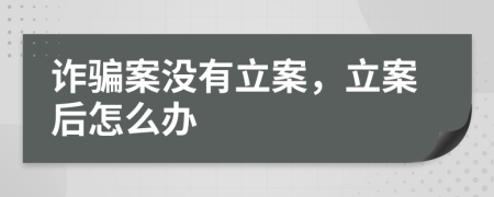 詐騙案沒有立案，立案后怎么辦