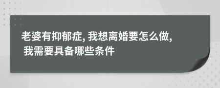 老婆有抑郁癥, 我想離婚要怎么做, 我需要具備哪些條件