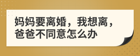 媽媽要離婚，我想離，爸爸不同意怎么辦