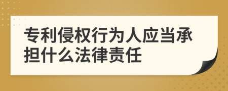 專利侵權(quán)行為人應(yīng)當(dāng)承擔(dān)什么法律責(zé)任