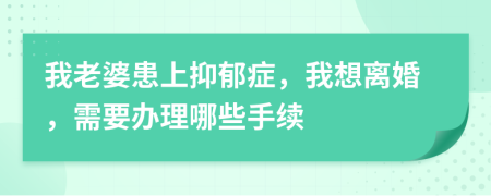 我老婆患上抑郁癥，我想離婚，需要辦理哪些手續(xù)