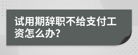 試用期辭職不給支付工資怎么辦？