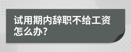 試用期內(nèi)辭職不給工資怎么辦?