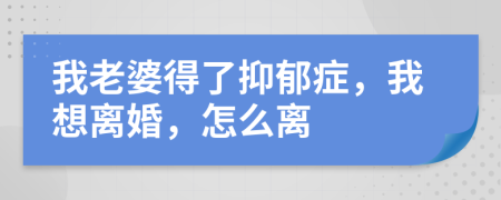 我老婆得了抑郁癥，我想離婚，怎么離